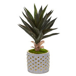 Nearly Natural 9776 21" Artificial Green Agave Plant in Designer Planter