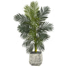 Nearly Natural 5` Golden Cane Artificial Palm Tree in White Planter