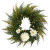 Nearly Natural 23`` Assorted Fern and Chrysanthemum Artificial Wreath