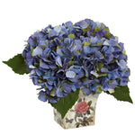 Nearly Natural Hydrangea with Floral Planter
