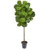 Nearly Natural 9137 5' Artificial Green Fiddle Leaf Tree With Decorative Planter