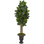 Nearly Natural T1030 64" Artificial Green Rubber Leaf Tree in Decorative Brown Urn