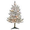 Nearly Natural 3` Flocked Fraser Fir Artificial Christmas Tree with 200 Warm White Lights and 481 Bendable Branches