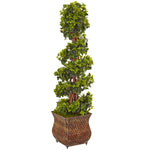 Nearly Natural 5856 4' Artificial Green English Ivy Spiral Tree in Metal Planter, UV Resistant (Indoor/Outdoor)