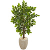 Nearly Natural 9528 4.5' Artificial Green River Birch Tree in Sand Colored Planter