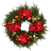 Nearly Natural 24`` Cedar, Amaryllis and Metallic Eucalyptus Artificial Wreath