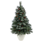Nearly Natural T2264 4’ Snowed French Mountain Pine Artificial Christmas Tree