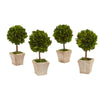 Nearly Natural 4371-S4 6" Artificial Green Boxwood Topiary Preserved Plant in Ceramic Planter, Set of 4