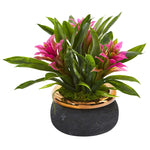Nearly Natural 11`` Bromeliad Artificial Plant in Stoneware Planter