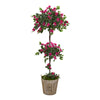 Nearly Natural T1218 64" Artificial Green & Pink Bougainvillea Topiary Tree in Farmhouse Planter