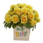 Nearly Natural 12`` Rose Artificial Arrangement in “New Baby`` Vase