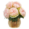 Nearly Natural Peony Artificial Arrangement in Decorative Planter
