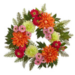Nearly Natural 4236 20`` Artificial Muticolor Dahlia Wreath