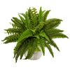 Nearly Natural 6308 14" Artificial Green Boston Fern in White Planter