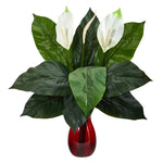 Nearly Natural 24``Spathifyllum Artificial Plant in Ruby Planter