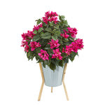 Nearly Natural 8994 28" Artificial Green & Pink Bougainvillea Plant in Green Planter with Legs