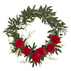 Nearly Natural 4395 21" Artificial Green & Red Olive, Rose & Cherry Blossom Wreath