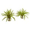 Nearly Natural 8499-S2 8" Artificial Green Fern Plant in Vase, Set of 2