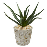 Nearly Natural 8656 16" Artificial Green Aloe Plant in Weathered Planter