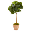 Nearly Natural 9877 44" Artificial Green Real Touch Fiddle Leaf Tree in Terracotta Planter