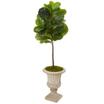 Nearly Natural T1167 5' Artificial Green Real Touch Fiddle Leaf Tree in Sand Finished Urn 