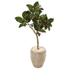 Nearly Natural 9637 45" Artificial Green & Yellow Magnolia Leaf Tree in Sand Colored Planter