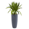 Nearly Natural 8712 34" Artificial Green Sansevieria Plant in Gray Planter