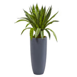 Nearly Natural 8712 34" Artificial Green Sansevieria Plant in Gray Planter