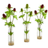 Nearly Natural 1795-S3 17" Artificial Green & Red Thistle Arrangement in Bud Vase, Set of 3