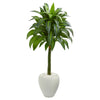 Nearly Natural 9265 52" Artificial Green Dracaena Plant in White Planter