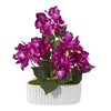 Nearly Natural 13`` Bougainvillea Artificial Arrangement in White Vase