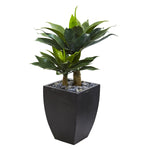 Nearly Natural 9520 37" Artificial Green Double Agave Succulent Plant in Black Planter