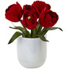 Nearly Natural Tulips w/White Glass Vase