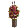 Nearly Natural 8550 32" Artificial Pink Coleus Plant in Brown Vase