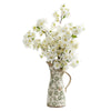 Nearly Natural A1318 24" Artificial White Cherry Blossom Arrangement in Floral Pitcher