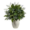 Nearly Natural P1618 34” Mixed Spathiphyllum Artificial Plant in White Planters
