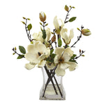 Nearly Natural Magnolia Arrangement w/Vase