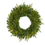 Nearly Natural 24`` Long Pine Artificial Christmas Wreath with 35 Clear LED Lights