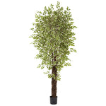 Nearly Natural 5431 7.5' Artificial Green Variegated Mini Ficus Tree with 4131 Leaves