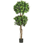 Nearly Natural 5.5` Eucalyptus Double Ball Topiary Silk Tree