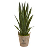 Nearly Natural 9190 3.5' Artificial Green Sansevieria Plant in Farmhouse Planter