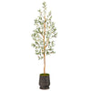 Nearly Natural T2448 74” Olive Artificial Tree in Ribbed Metal Planter