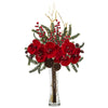 Nearly Natural 1438 Mixed Orchid Holiday Arrangement with Vase