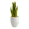 Nearly Natural P1381 30” Sansevieria Artificial Plant in White Planters