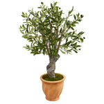 Nearly Natural 5797 3' Artificial Green Olive Tree in Terracotta Planter