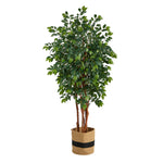 Nearly Natural T2988 7’ Sakaki Artificial Tree in Natural Cotton Planters