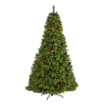 Nearly Natural 8`Montana Mixed Pine Artificial Christmas Tree with Pine Cones, Berries and 700 Clear LED Lights