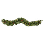 Nearly Natural 6` Christmas Artificial Garland with 50 Multicolored LED Lights and Pine Cones