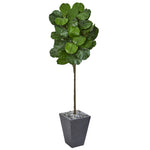 Nearly Natural 9258 6' Artificial Green Fiddle Leaf Tree in Slate Finished Planter