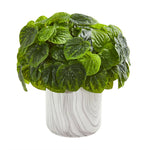 Nearly Natural 8567 13" Artificial Green Real Touch Peperomia Plant in Marble Vase 